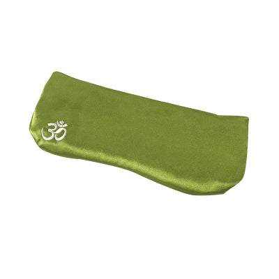 Green yoga eye pillow made of imitation silk for removing dark circles.