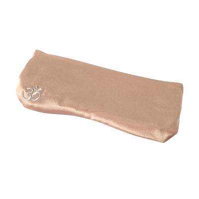 Yoga Eye Pillow in light pink imitation silk fabric.