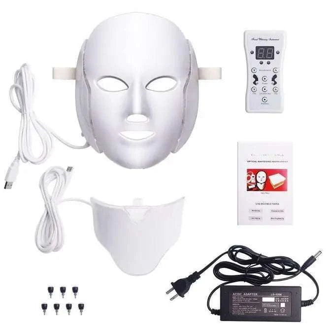 Professional LED Light Therapy Mask set with remote and accessories for advanced at-home skincare.