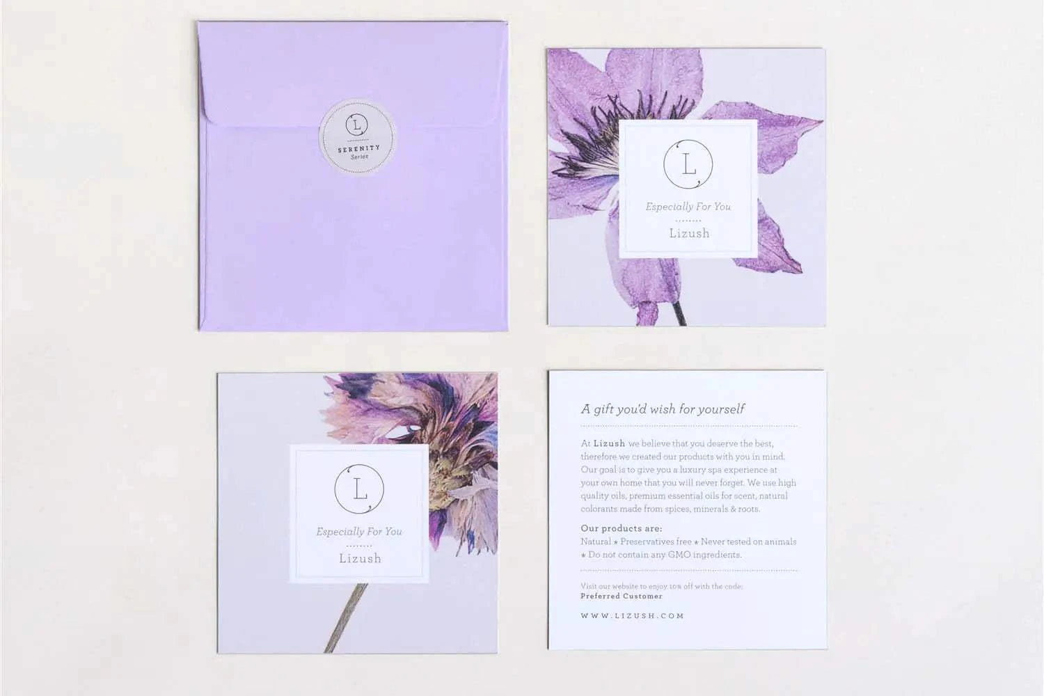Cherish Skincare Luxury Gift Box for Her with personalized cards and lavender floral design