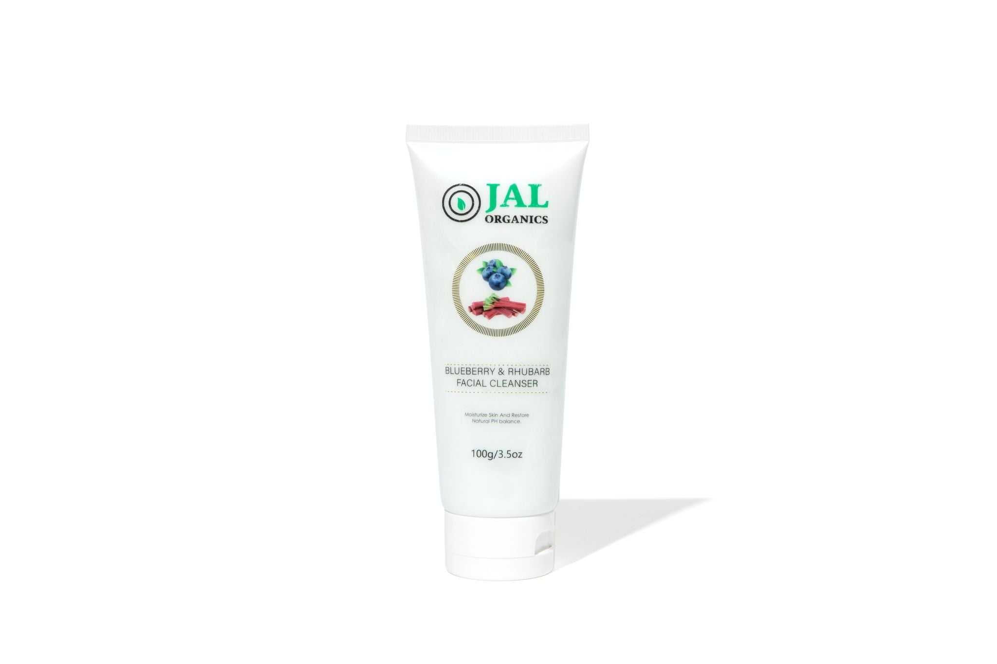 Blueberry and Rhubarb Facial Cleanser tube by JAL Organics.