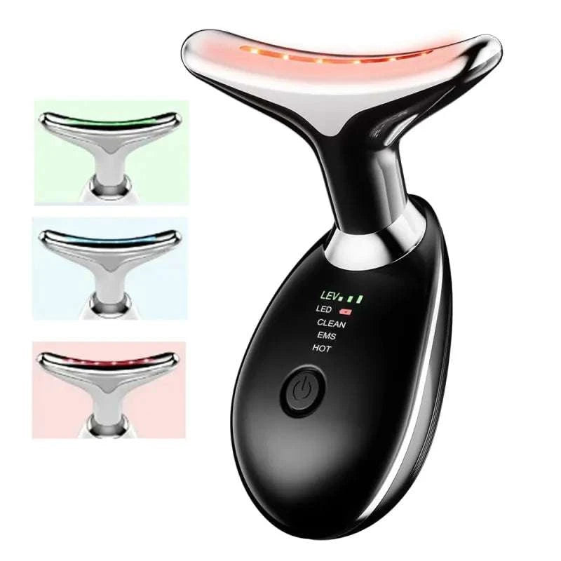 Neck & Face Massager with LED light therapy for skin rejuvenation and contouring.