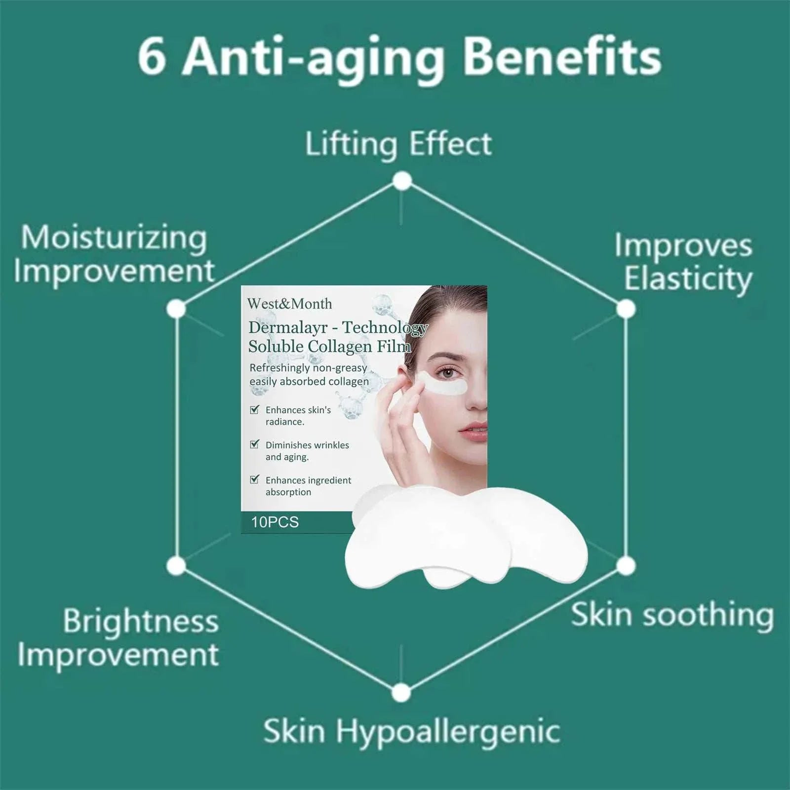 Collagen Soluble Eye Mask with firming, hydrating, anti-aging and moisturizing benefits for under-eye skin care