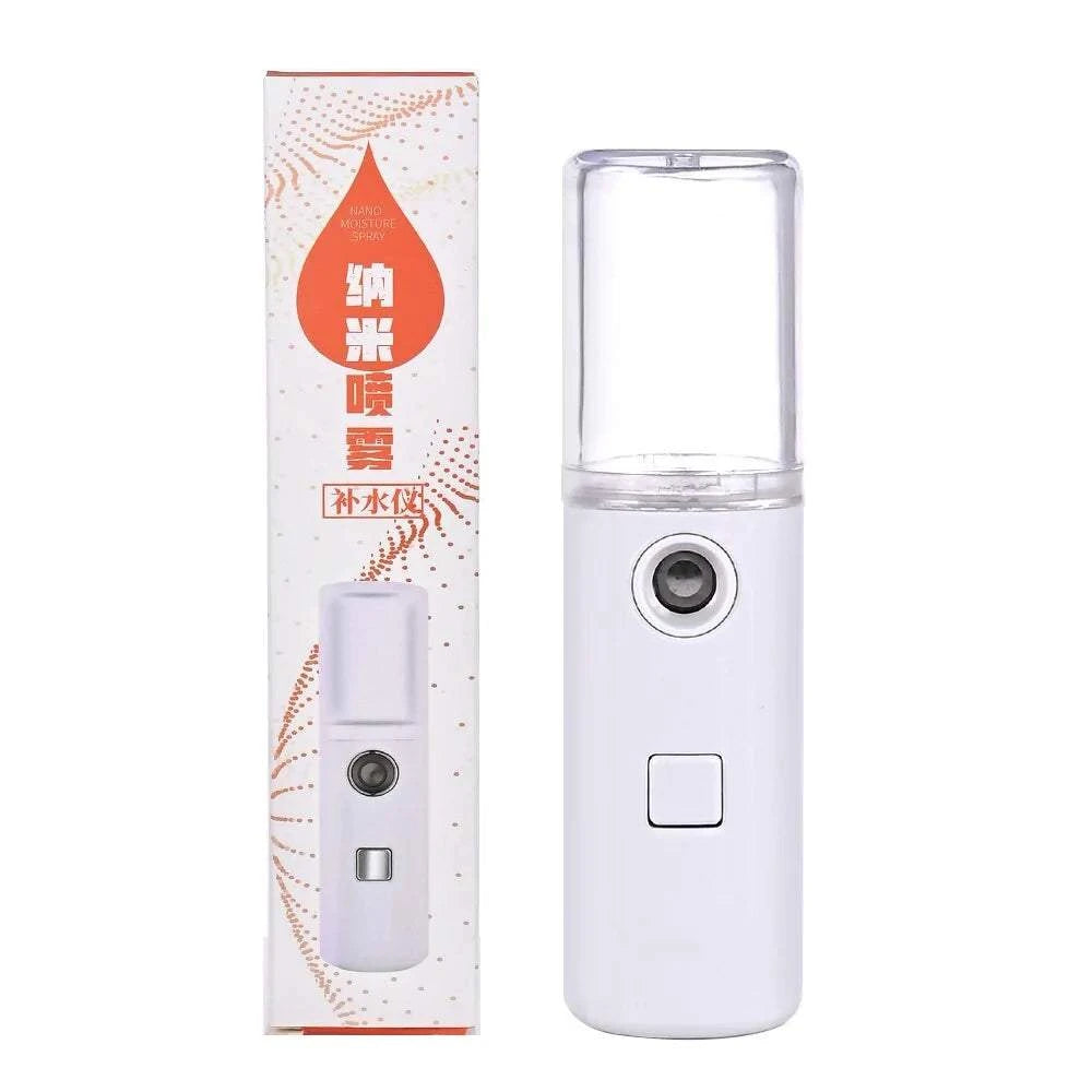 Portable facial steamer with sleek design and mist sprayer function.