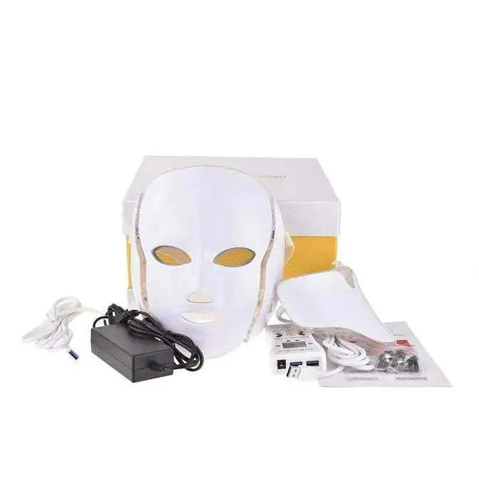 Professional LED Light Therapy Mask with accessories for advanced at-home skincare.
