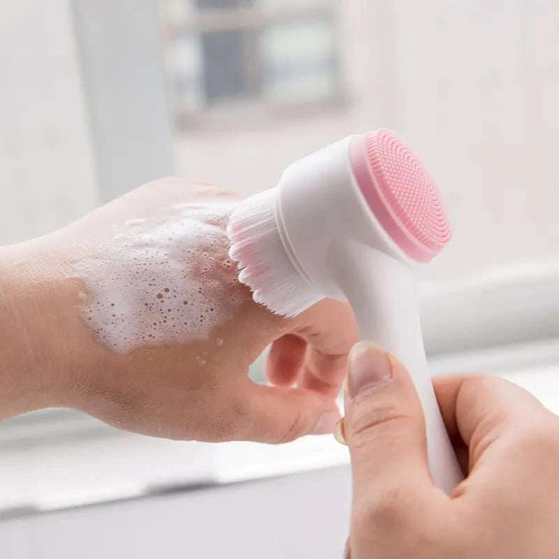 2-in-1 facial cleansing brush with dual-sided design for comprehensive skincare.