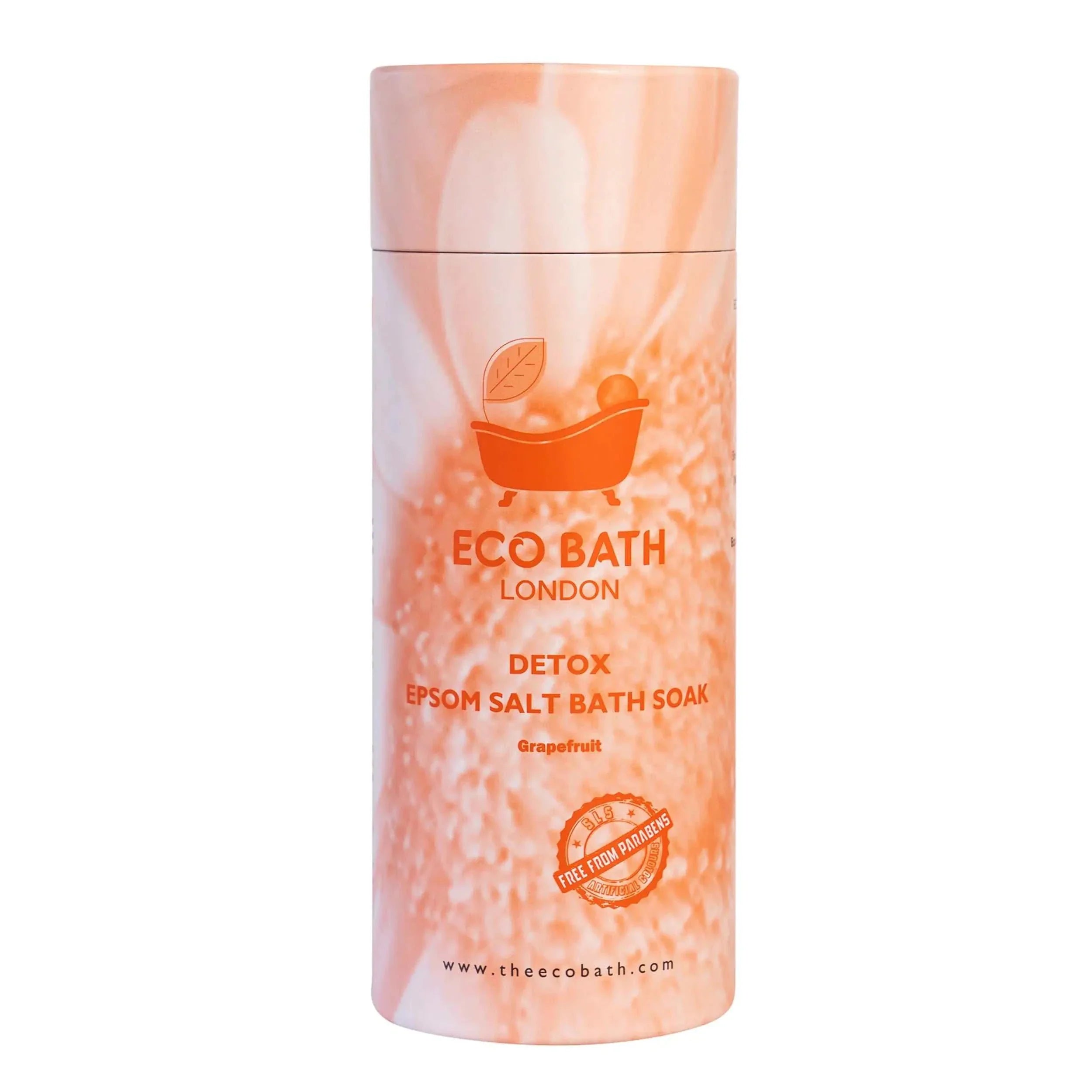 Eco Bath London Grapefruit Detox Epsom Salt Soak 1000g tube with natural grapefruit scent and magnesium-rich salts