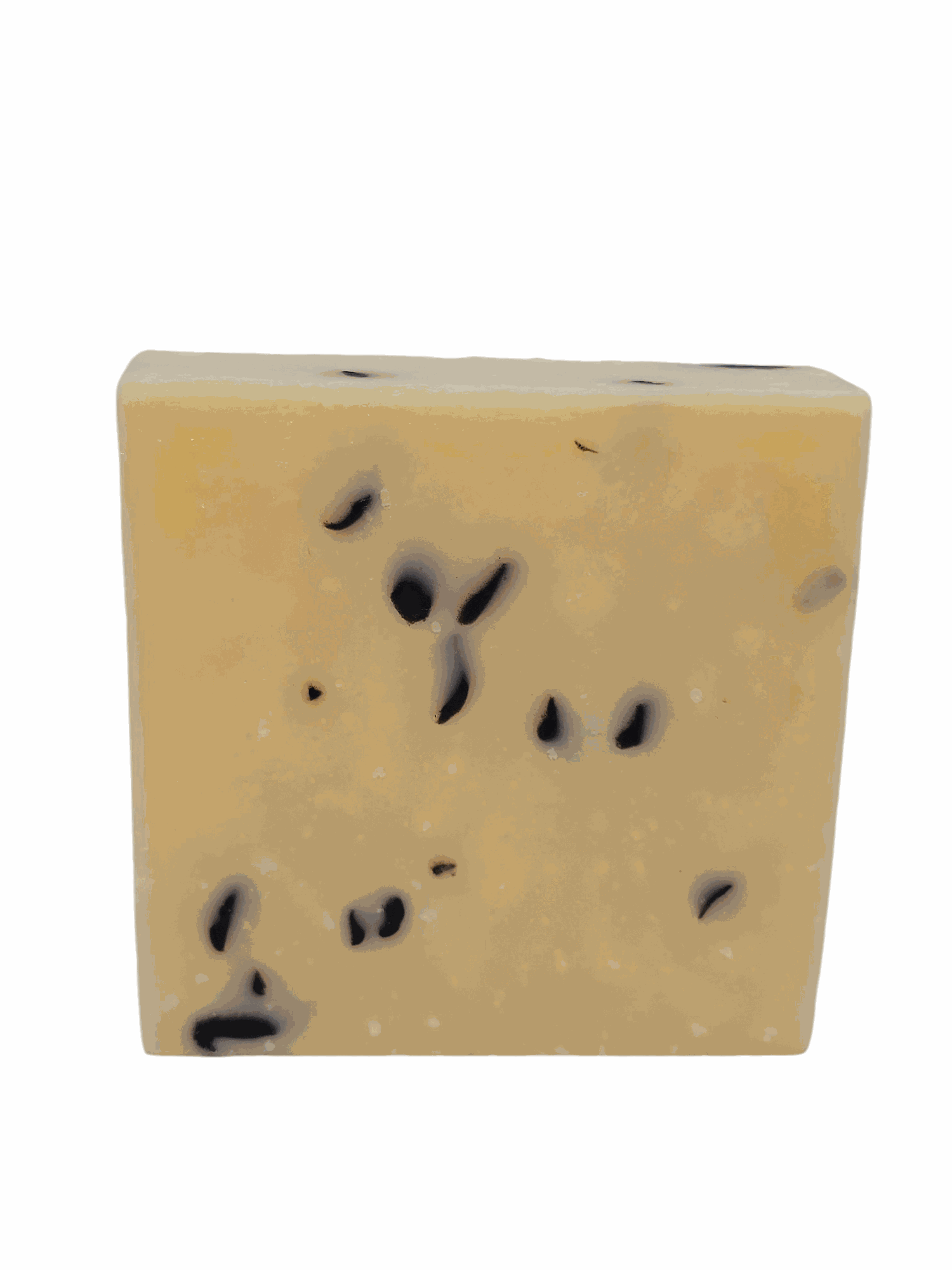 Cedarwood Tea Tree Hair and Beard Shampoo Bar with black specks, eco-friendly grooming product.