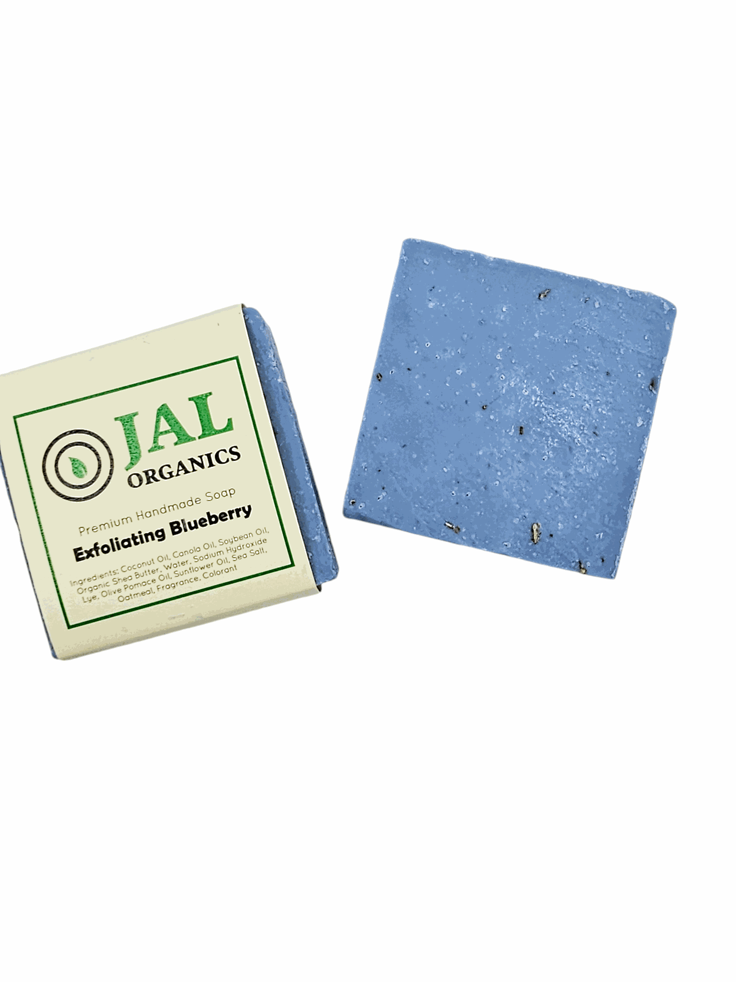 Exfoliating Blueberry Soap with shea butter and oatmeal exfoliants.