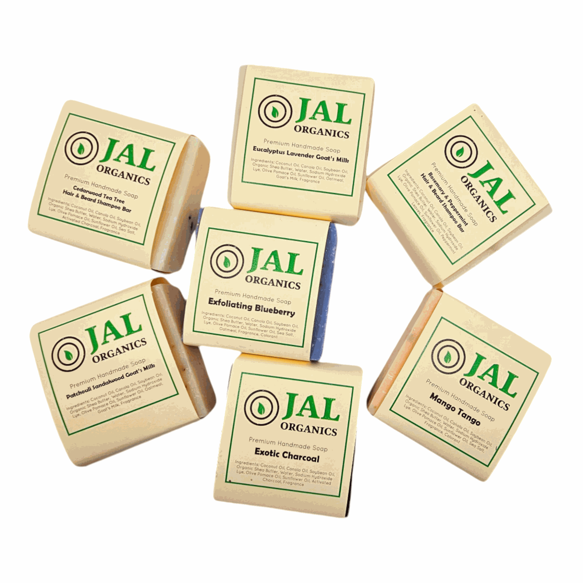 Jal Organics Natural Soaps Variety Pack assortment.