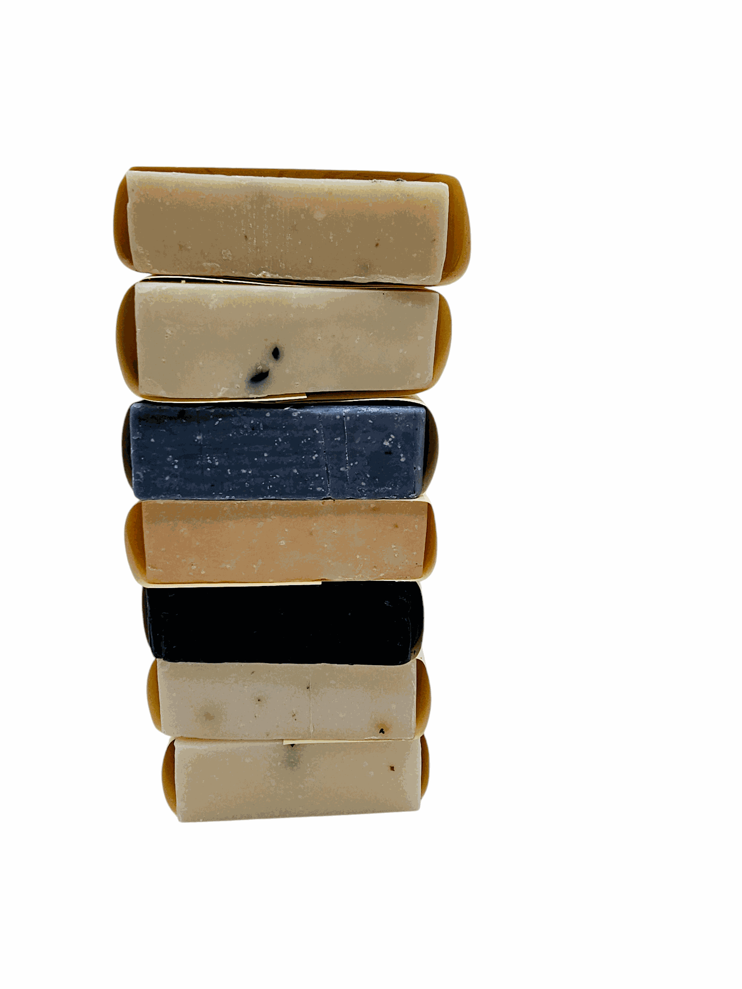 Jal Organics Natural Soaps Variety Pack featuring assorted handmade soaps stacked vertically.
