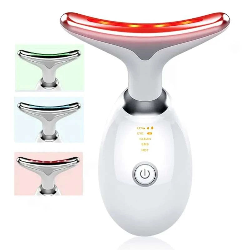 Neck & Face Massager with LED light therapy and ergonomic design.