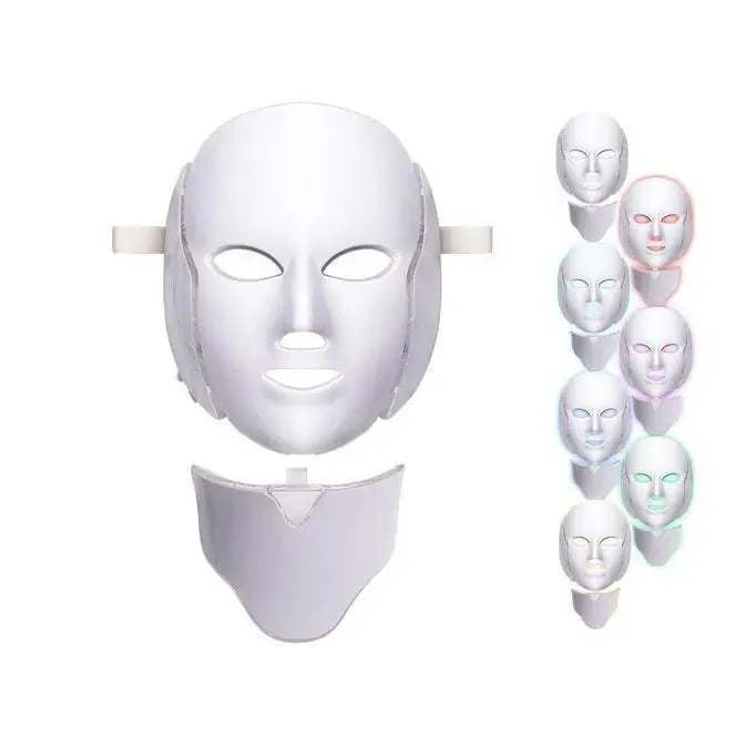 Professional LED Light Therapy Mask with multiple LED colors for skincare treatment.