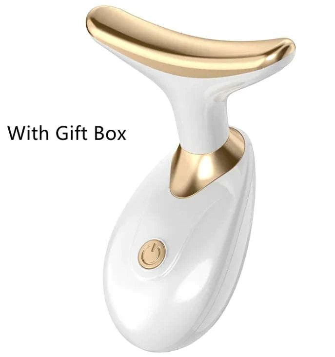 Mini Electric Facial Massage Tool with gold and white design, enhancing blood circulation for youthful glow.