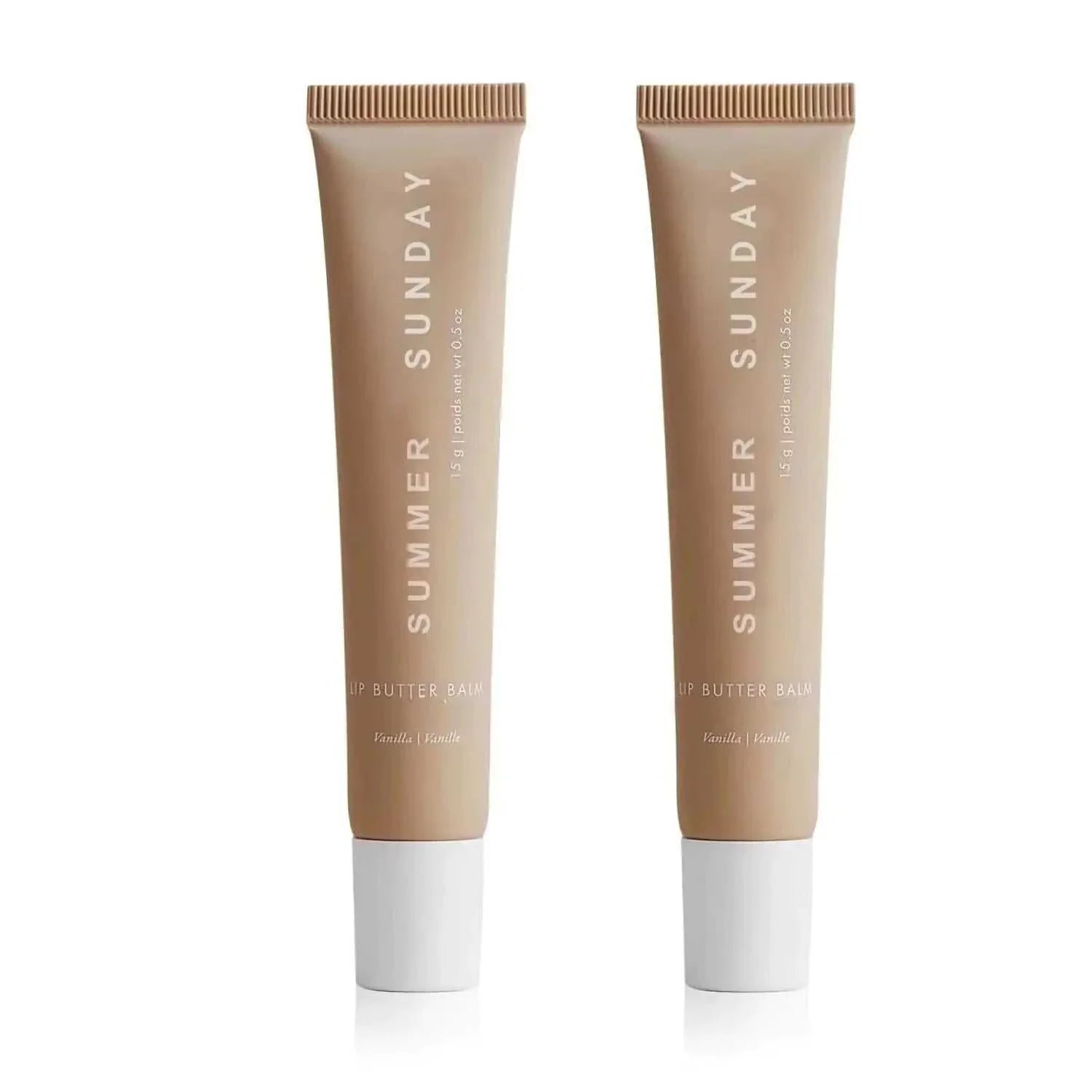 2 Pack Soothing Lip Butter Balm set in beige tubes for deep hydration and lip care