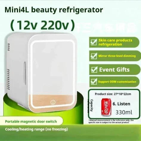 Glam Mini Cooler compact beauty fridge with illuminated mirror and portable cooling for skincare products