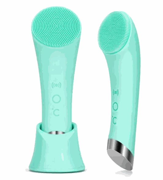 Vibrating Silicone Skin Brush with soft silicone bristles, vibration, and heating technology for deep cleansing and skin rejuvenation.