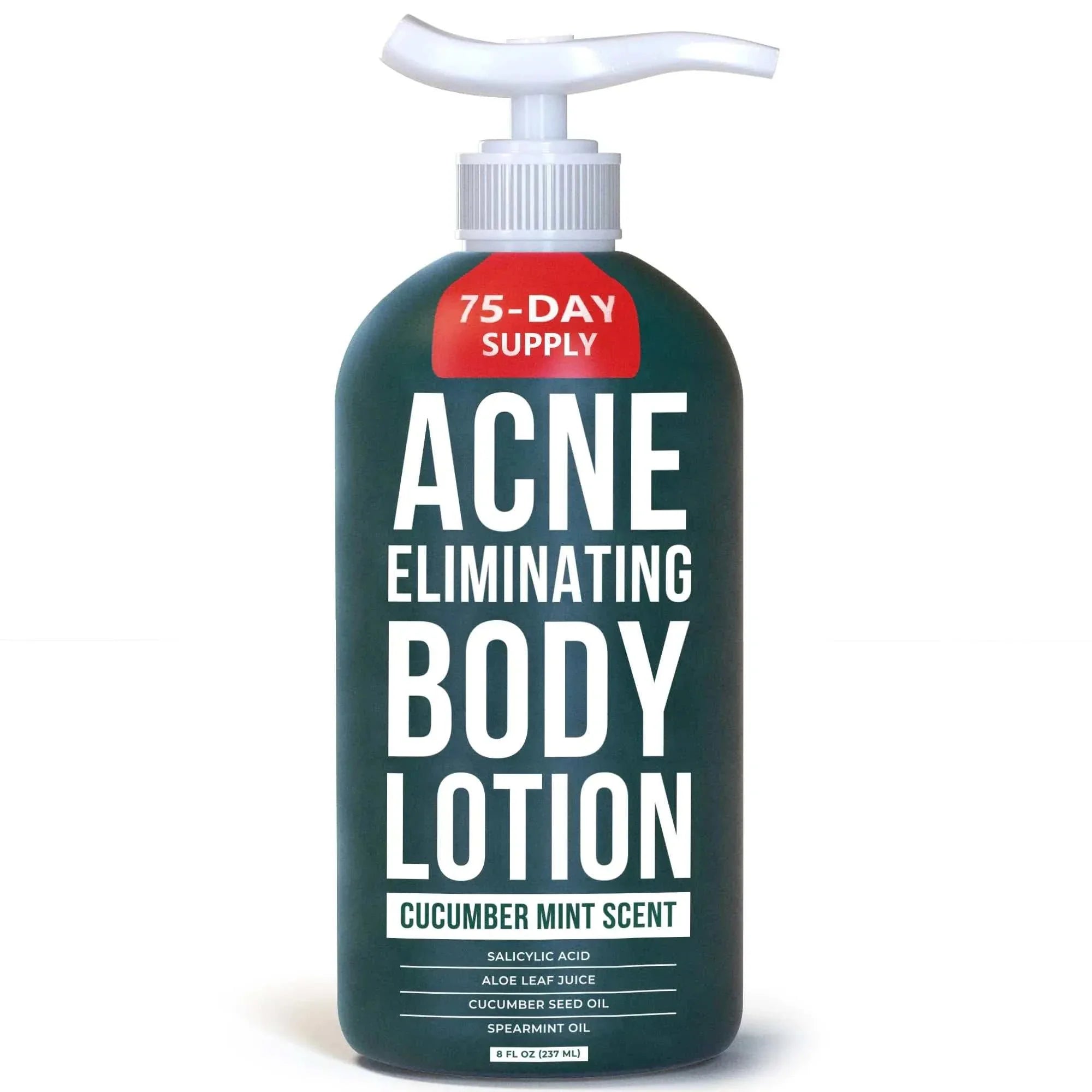 ClearSkin Salicylic Acid acne eliminating body lotion with cucumber mint scent, 8oz pump bottle