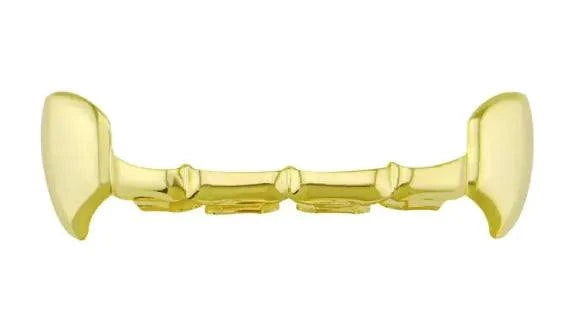 Shiny gold bucktooth grillz cap for teeth with hip-hop style design