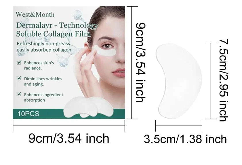 Collagen soluble eye mask firming hydrating hydrogel patches under eyes with collagen and hyaluronic acid 10 pieces pack