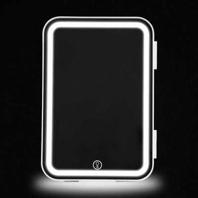 8-liter portable beauty fridge with sleek design and LED lighting.