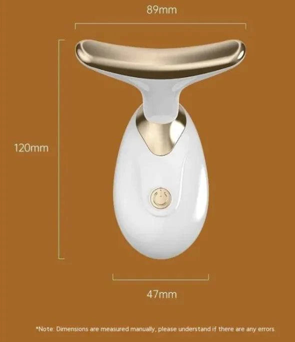 Mini Electric Facial Massage Tool on display, showing compact design and dimensions for rejuvenating skincare.