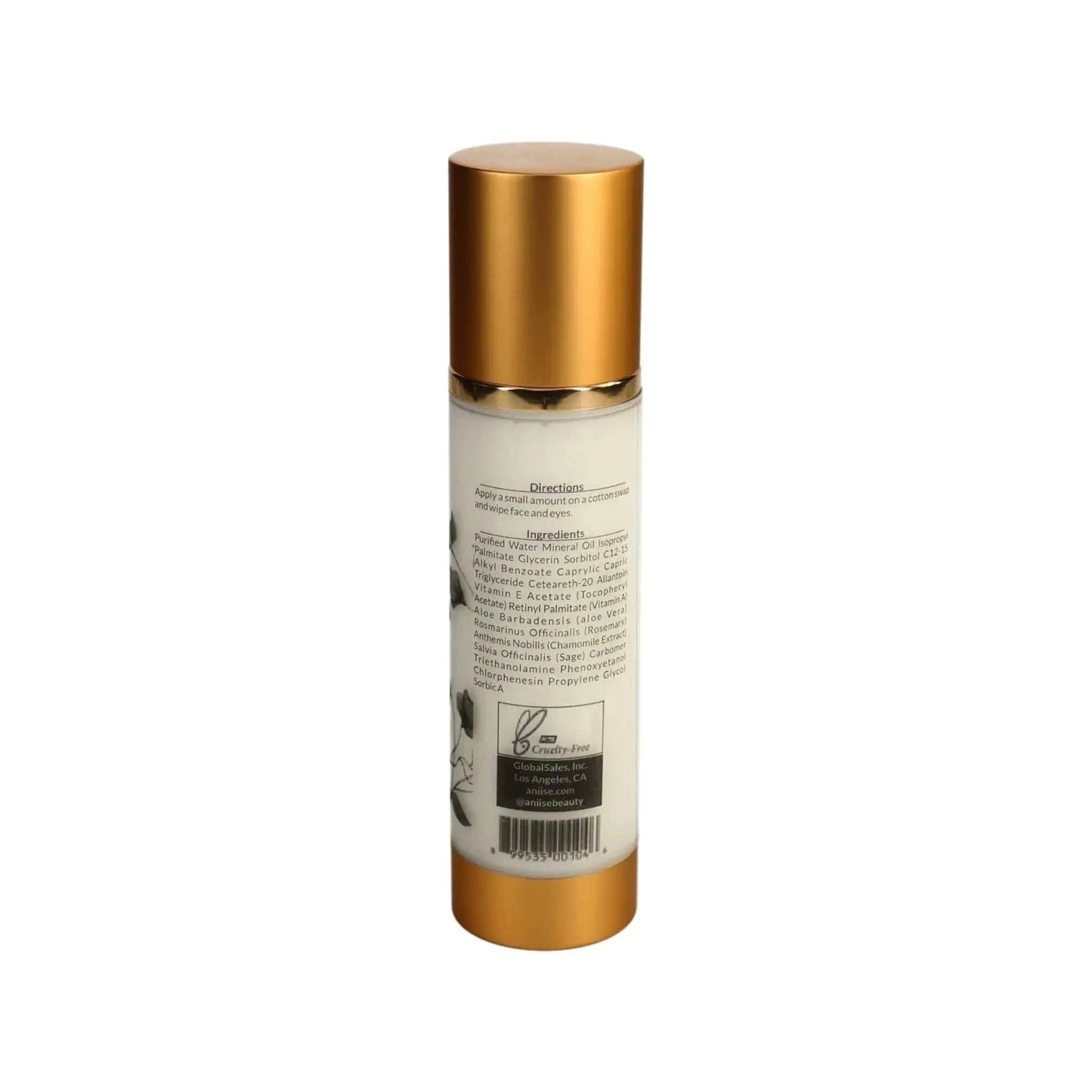 Facial Cleansing Lotion bottle with gold cap for gentle makeup removal and hydration