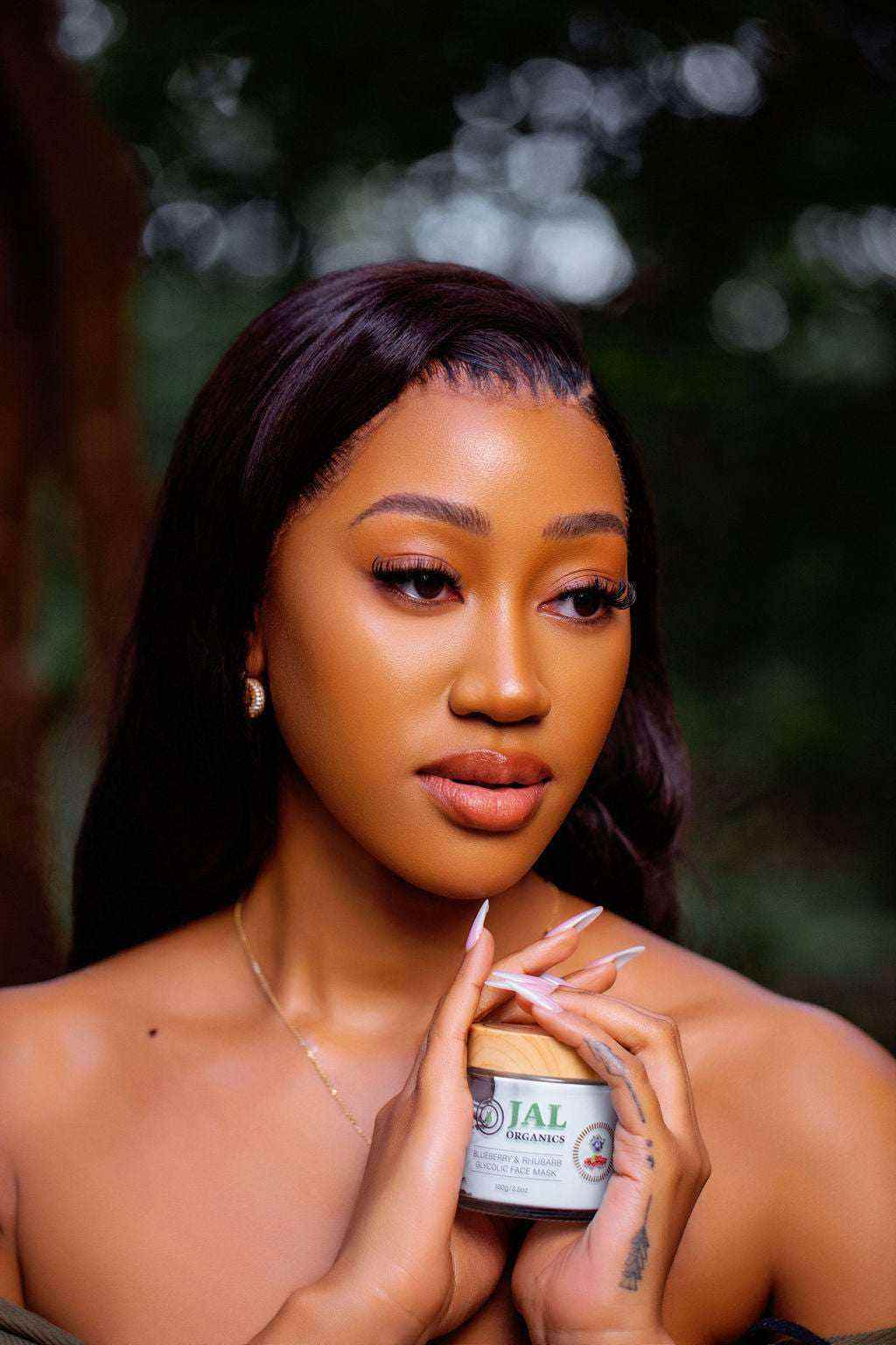 Blueberry Rhubarb Mask with Glycolic Acid for exfoliation and hydration.