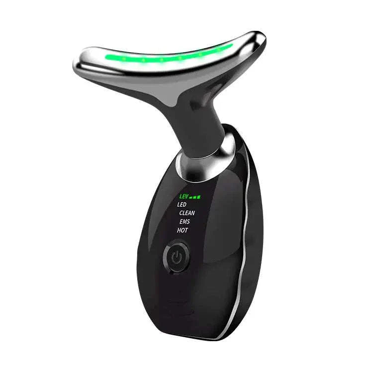 Black beauty device with LED lights and multiple settings for anti-wrinkle treatment