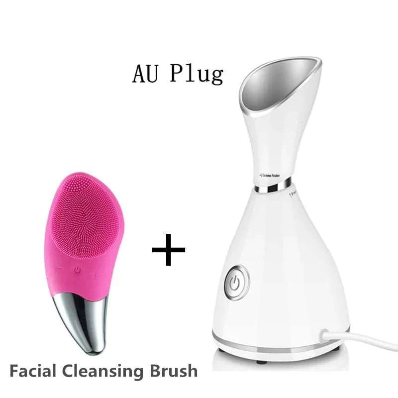 Face Steamer SPA Facial Humidifier Vaporizer with Cleansing Brush for Skin Hydration and Blackhead Reduction.