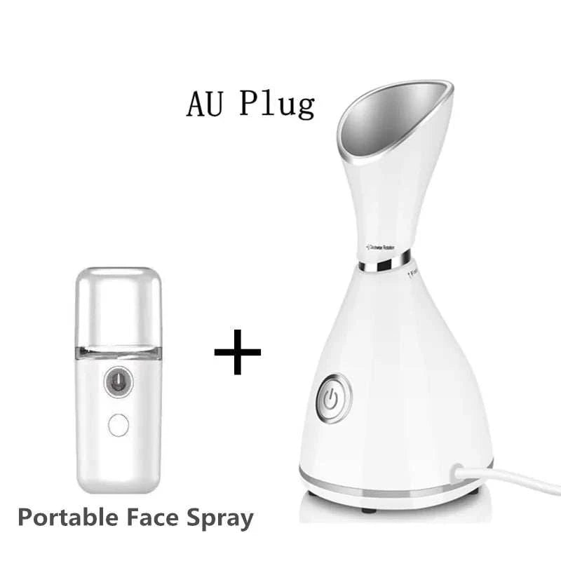 Face Steamer SPA Facial Humidifier Vaporizer with Portable Face Spray, AU Plug, for deep skin hydration and blackhead reduction.