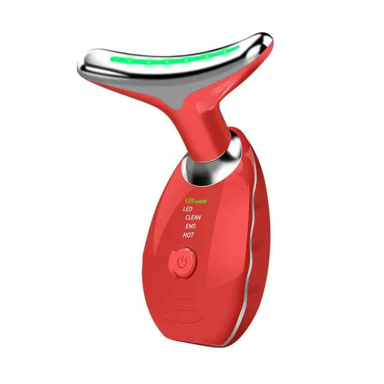 Red beauty device with LED light for anti-wrinkle treatment and skin care