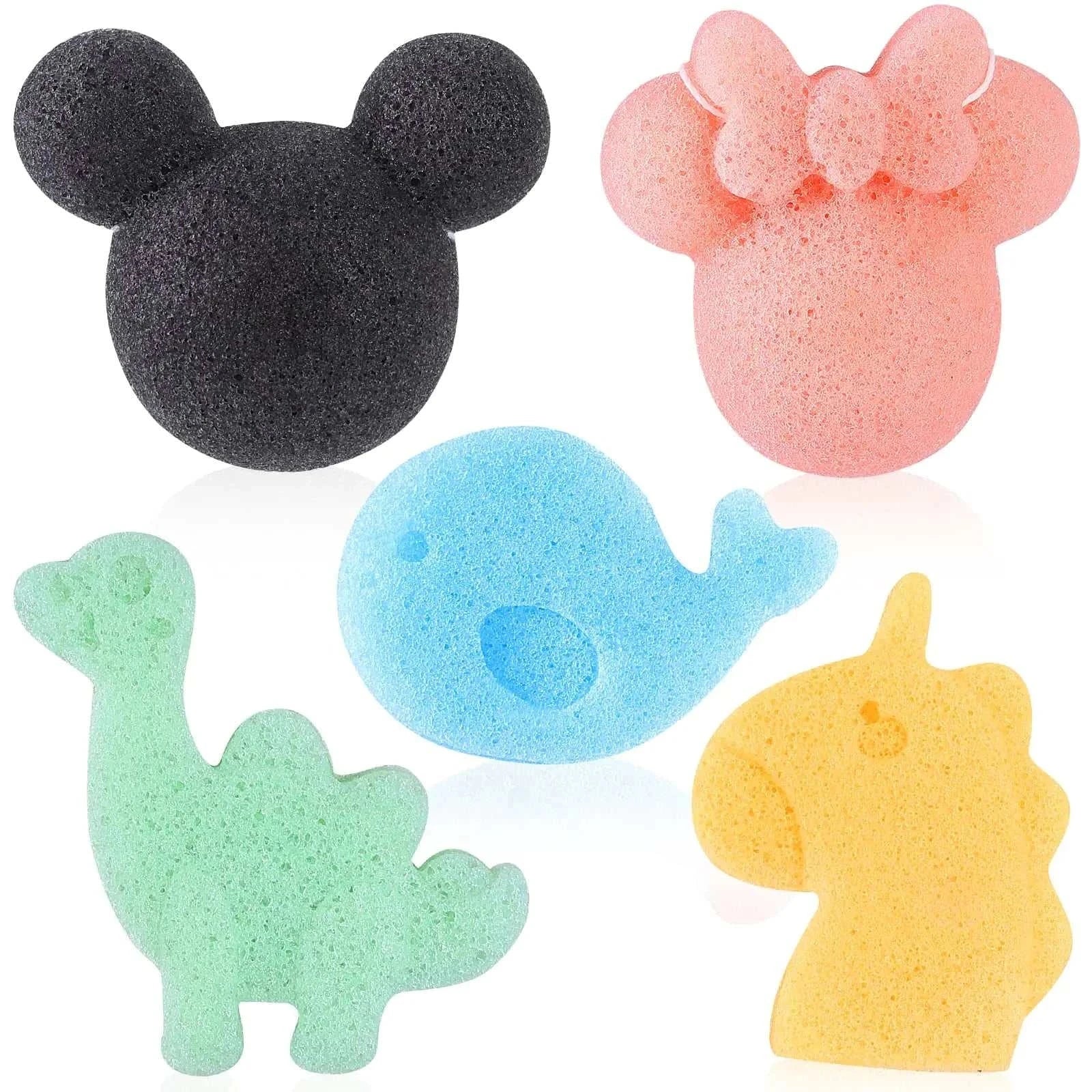 KECUCO Natural Konjac baby bath sponges 5-pack in animal shapes for gentle cleansing