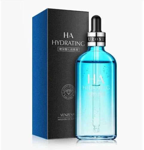 24K Gold Hyaluronic Rejuvenating Serum blue hydrating facial serum bottle with black box packaging