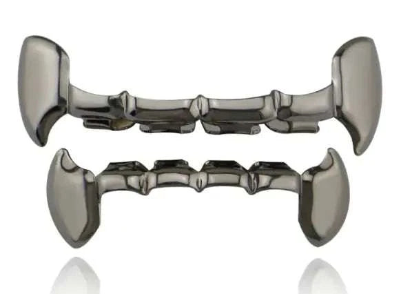 Gold Silver Bucktooth Caps metal tooth grillz with hip-hop fangs design