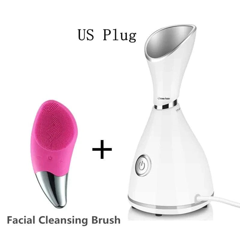 Face Steamer SPA Facial Humidifier Vaporizer with Cleansing Brush for Hydrated Skin.
