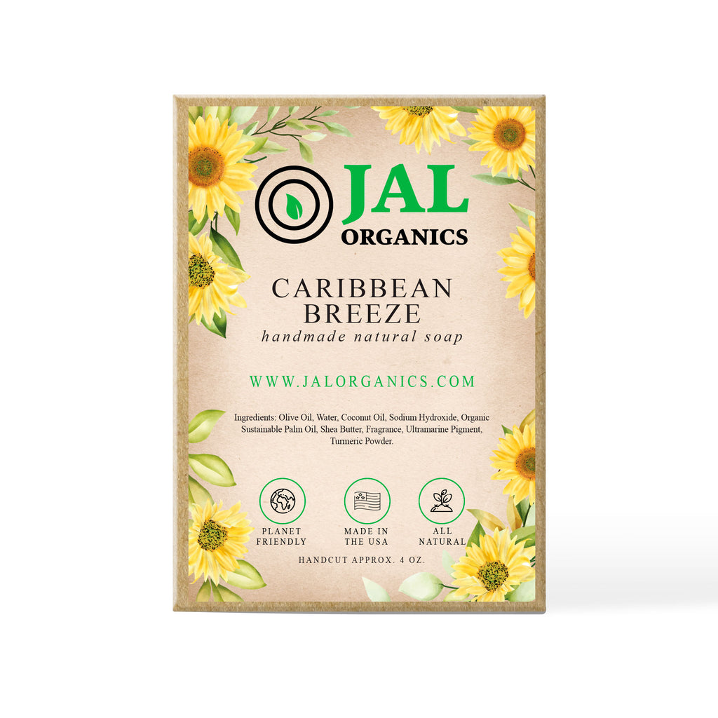 JAL Organics Caribbean Breeze Handmade Soap (with turmeric) in box. 