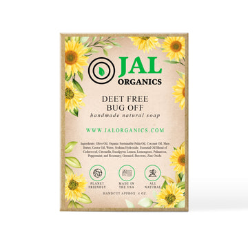 JAL Organics DEET Free Bug Off Handmade Soap in box. 