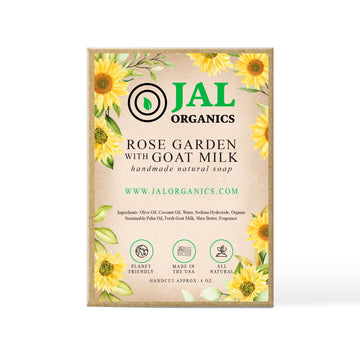 JAL Organics Rose Garden with Goat Milk Handmade Soap in box. 