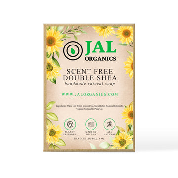 JAL Organics Scent Free Double Shea Handmade Soap in Box.